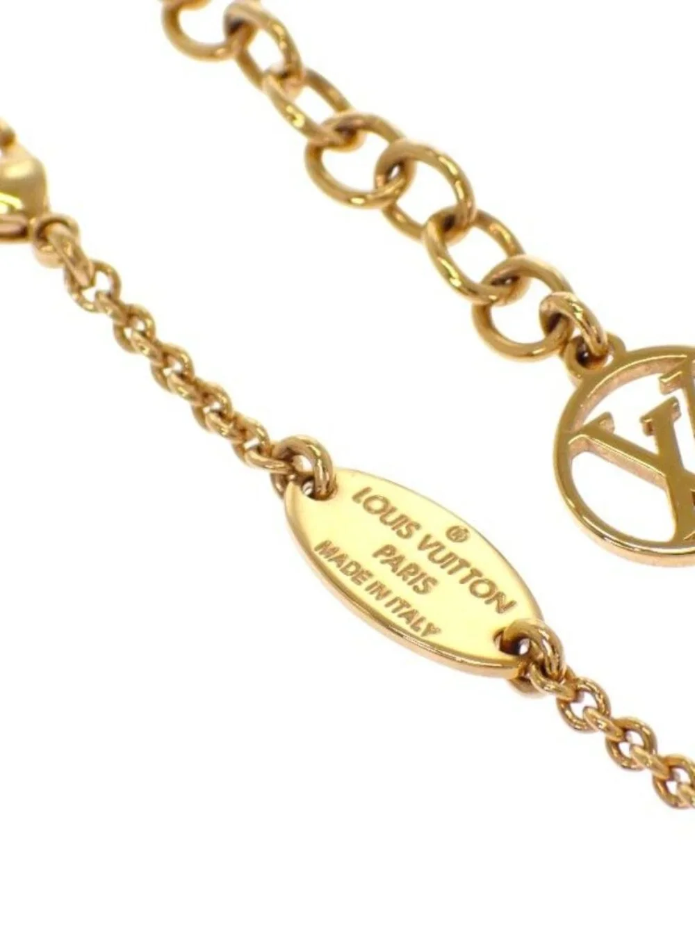 Louis Vuitton LV Eclipse Necklace Collier Metal Gold Logo - Picture 9 of 12